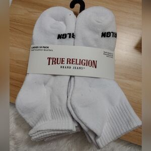 True Religion Ladies White Half Cushion Quarter Socks 10 Pack 🆕